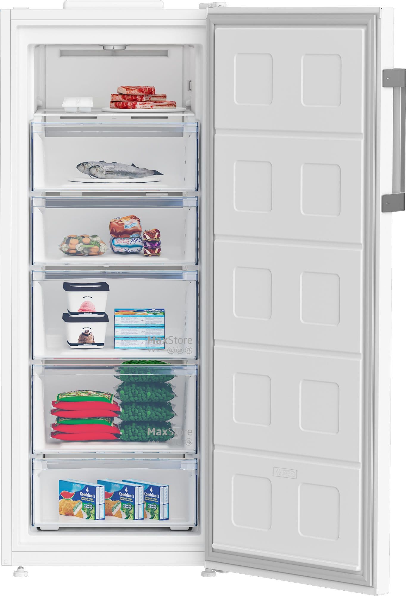 Beko RFNE278K32WN - מקפיא 6 מגירות בקו 220 ליטר No Frost בצבע לבן עם פעולה שקטה 38dB | יבואן רשמי-משלוח מהיר