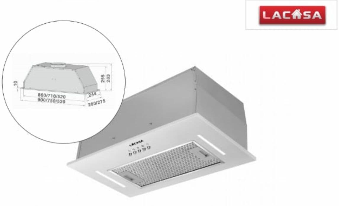 קולט אדים בנוי LACASA LC95213BIIX נירוסטה - יבואן רשמי