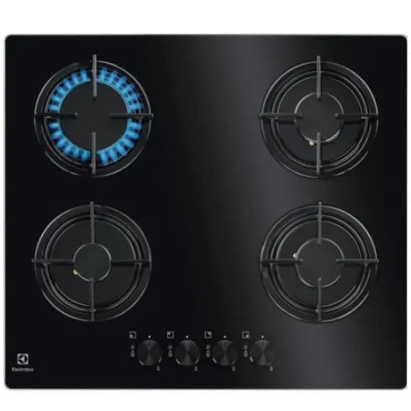 כיריים גז 60 ס"מ 4 להבות דגם EGT6242NVK אלקטרולוקס Electrolux זכוכית שחורה