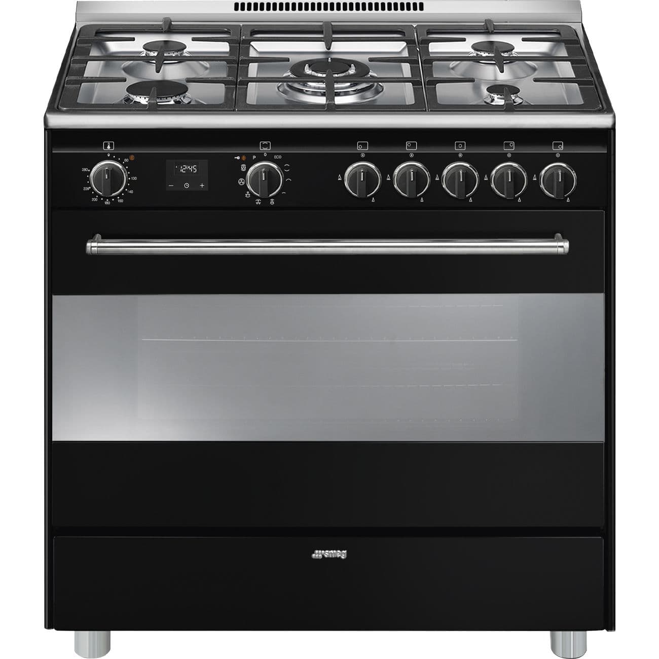 תנור משולב כיריים גז ברוחב 90 ס"מ 115 ליטר SMEG BG91 Black - עם טורבו כפול | משלוח מהיר