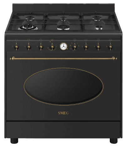 SMEG CO96 Black - תנור משולב כיריים גז ברוחב 90 ס״מ 6 להבות עיצוב איטלקי