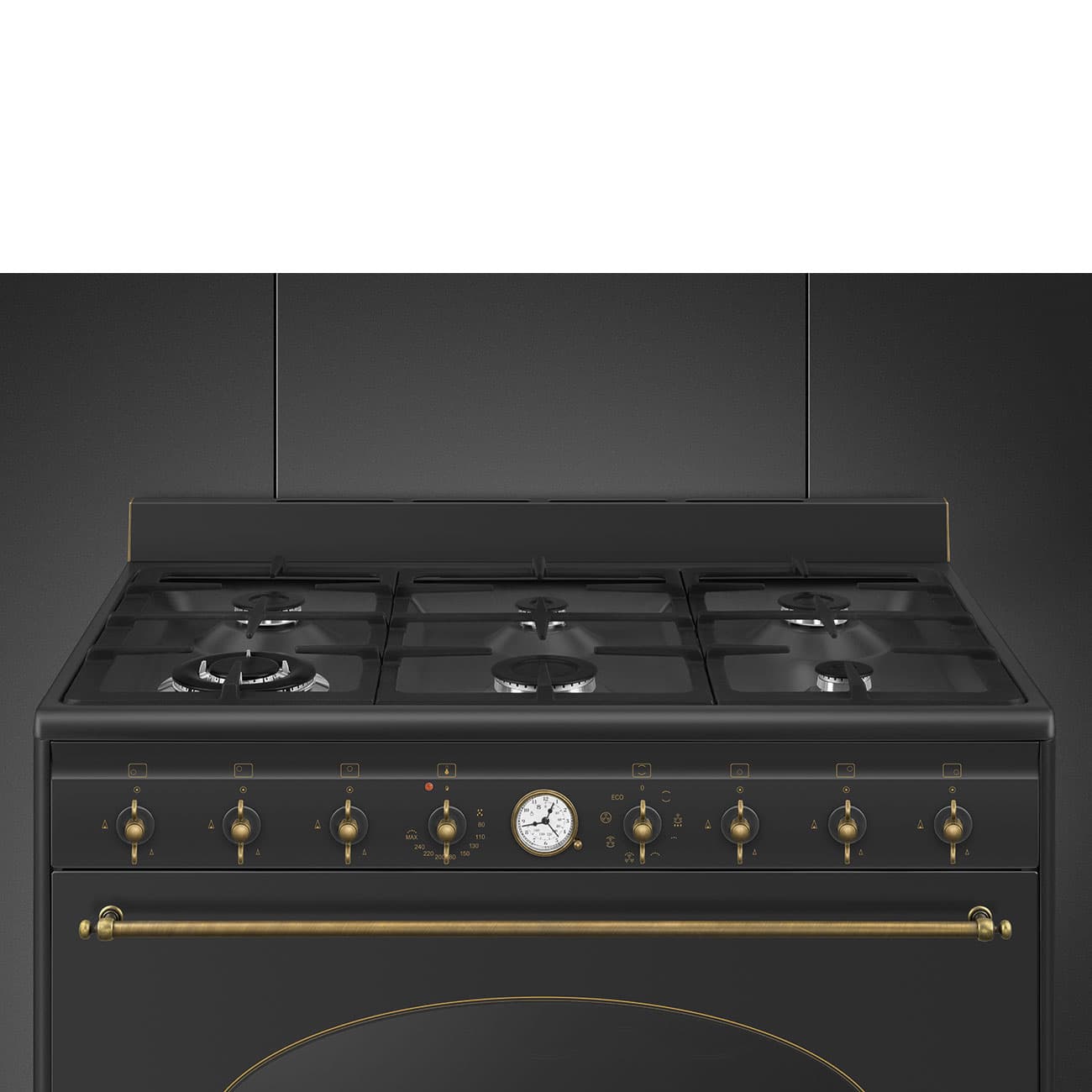 SMEG CO96 Black - תנור משולב כיריים גז ברוחב 90 ס״מ 6 להבות עיצוב איטלקי