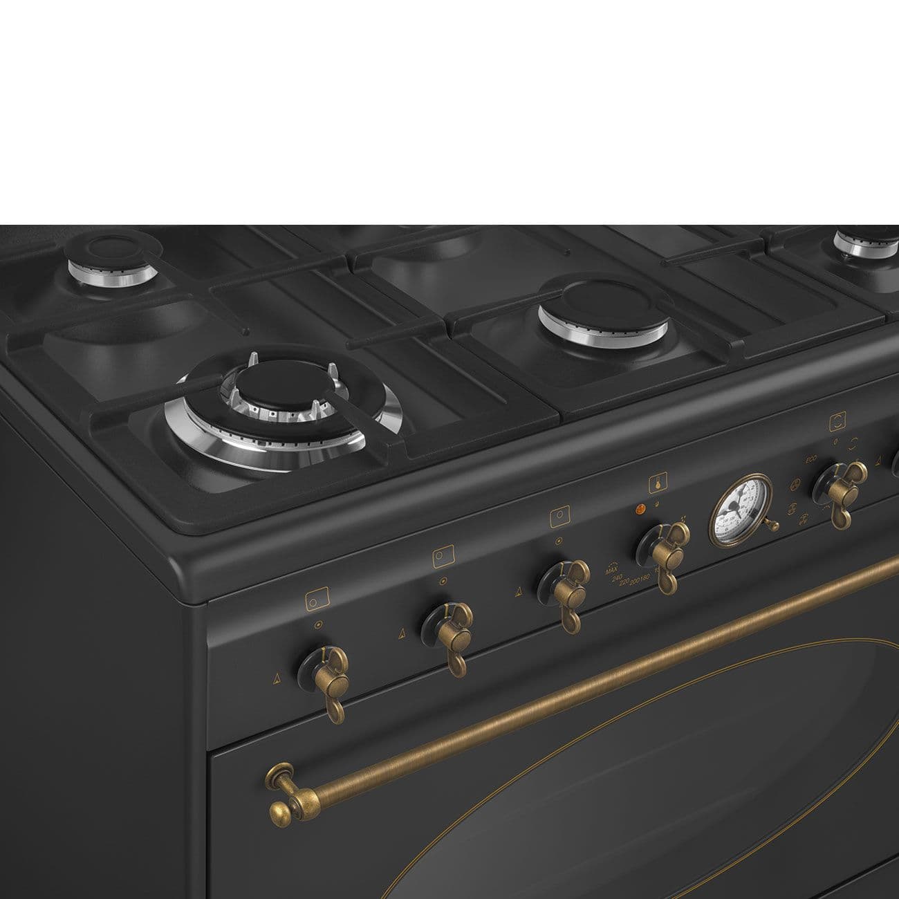 SMEG CO96 Black - תנור משולב כיריים גז ברוחב 90 ס״מ 6 להבות עיצוב איטלקי
