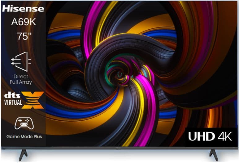 טלוויזיה חכמה 75 אינץ' Hisense 75A69K UHD 4K יבואן רשמי