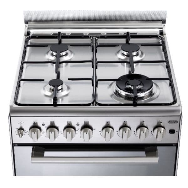 תנור דו תאי משולב כיריים גז 4 להבות 60 ס"מ Delonghi DCS12EDX נירוסטה