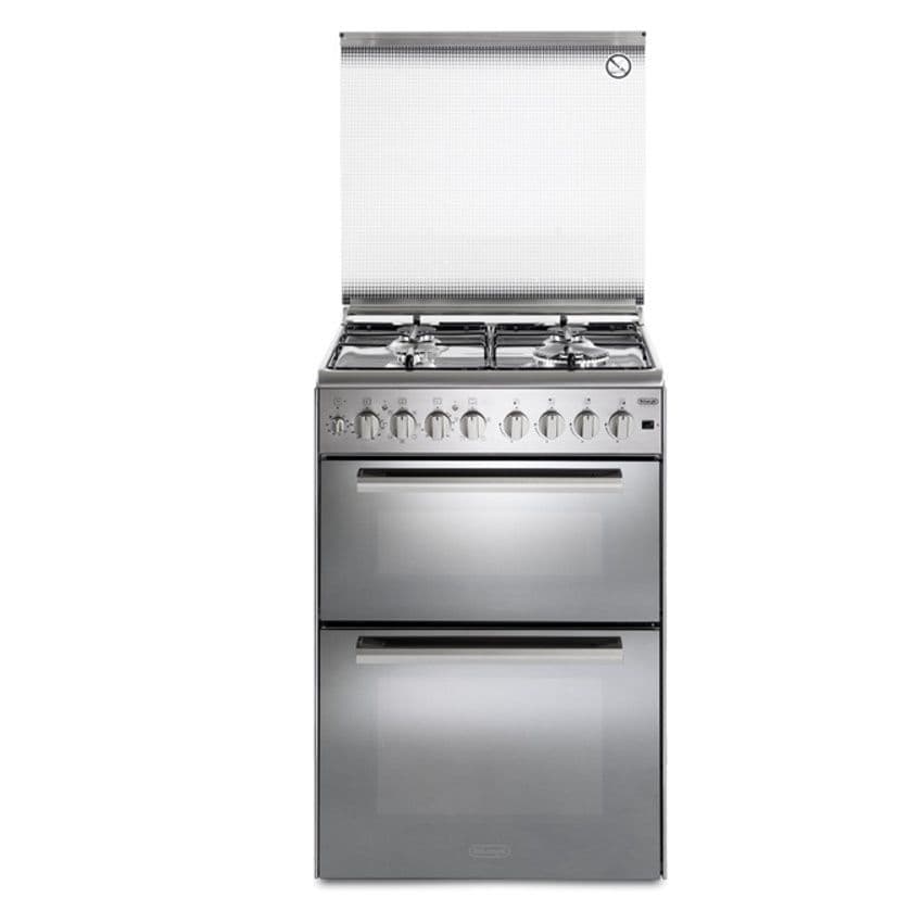 תנור דו תאי משולב כיריים גז 4 להבות 60 ס"מ Delonghi DCS12EDX נירוסטה