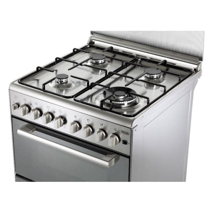 תנור דו תאי משולב כיריים גז 4 להבות 60 ס"מ Delonghi DCS12EDX נירוסטה