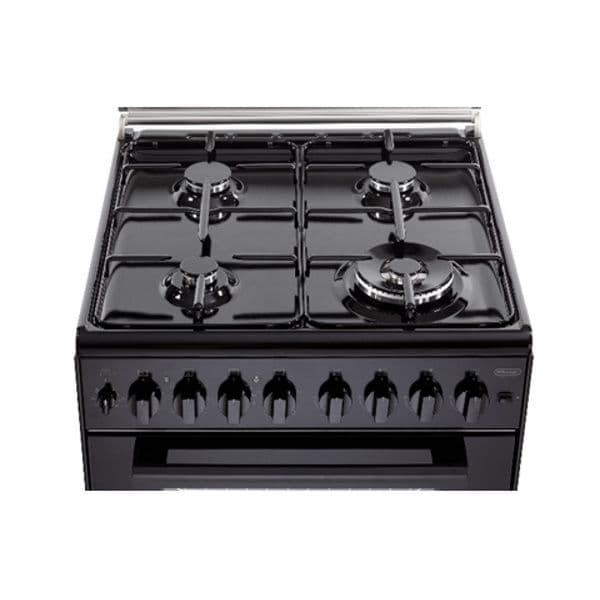 תנור דו תאי משולב כיריים גז 4 להבות 60 ס"מ Delonghi DCS12EDN שחור