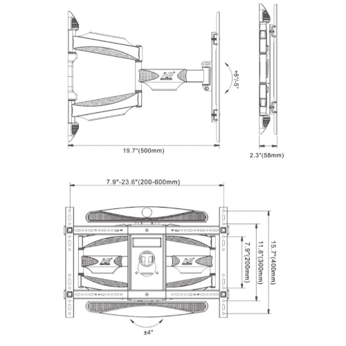 זרוע דו מפרקית פרימיום NB P9 North Bayou למסכי ענק 45"-85" - מקורי משלוח מהיר
