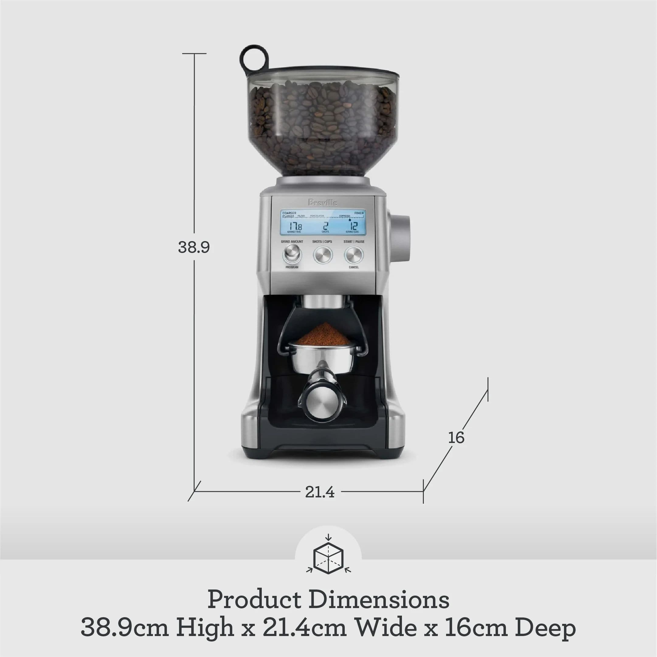 מטחנת קפה דיגיטלית מקצועית Breville Smart Grinder Pro BCG820BSS עם 60 דרגות טחינה | נירוסטה | יבואן רשמי
