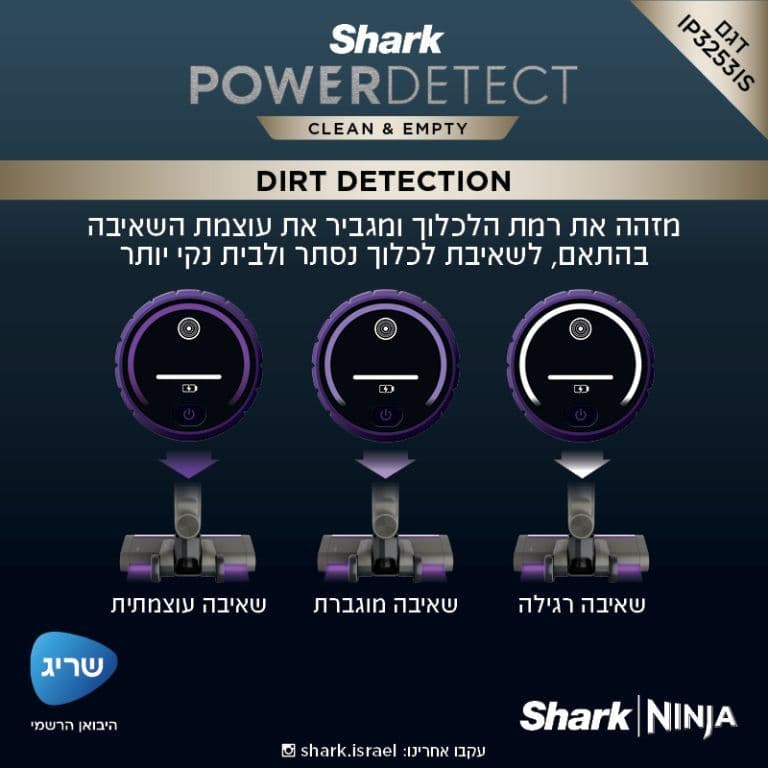 שואב אבק אלחוטי עם מערכת ריקון וטעינה אוטומטית Shark Power Detect שארק IP3253 | יבואן רשמי-משלוח מהיר