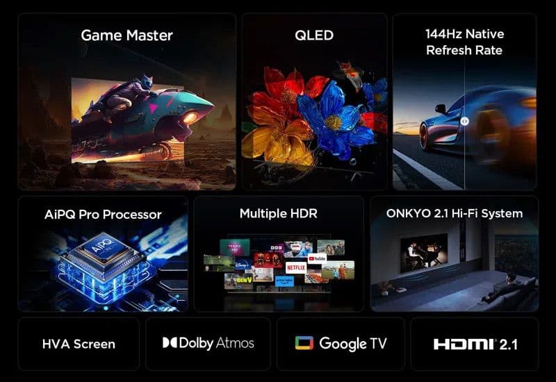 טלוויזיה חכמה 55 אינץ' TCL 55P8K QLED 4K עם Google TV | יבואן רשמי-משלוח מהיר