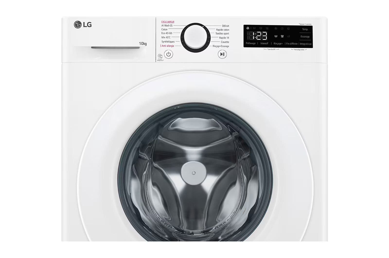 מכונת כביסה פתח קדמי 10 ק"ג LG דגם F14R33WHS אל ג'י עם קיטור ו-1400 סל"ד | משלוח מהיר