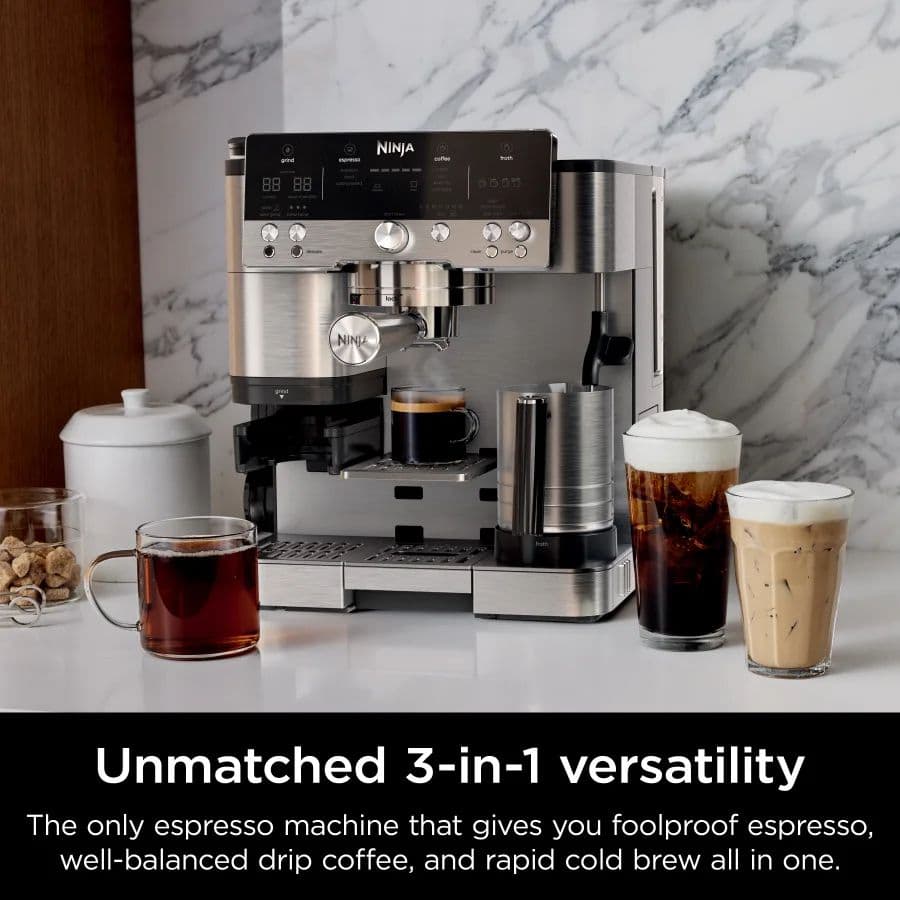 Ninja LUXE CAFE ES601EU – מכונת אספרסו חצי אוטומטית עם מטחנה חכמה, קולד ברו ו-Barista Assist | יבואן רשמי-משלוח מהיר