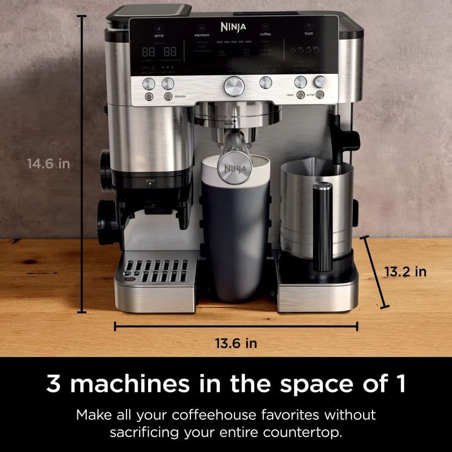 Ninja LUXE CAFE ES601EU – מכונת אספרסו חצי אוטומטית עם מטחנה חכמה, קולד ברו ו-Barista Assist | יבואן רשמי-משלוח מהיר