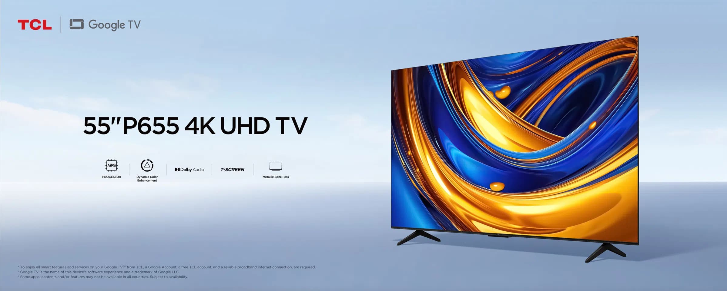 טלוויזיה חכמה 55 אינץ’  TCL 55P655 עם LED 4K Google TV | יבואן רשמי