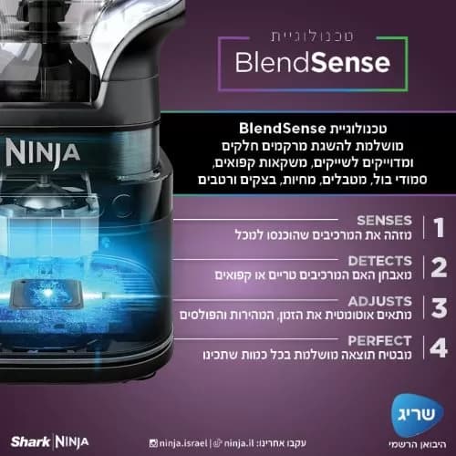 מעבד מזון Ninja Detect TB403 – בלנדר ומעבד חכם | יבואן רשמי-משלוח מהיר