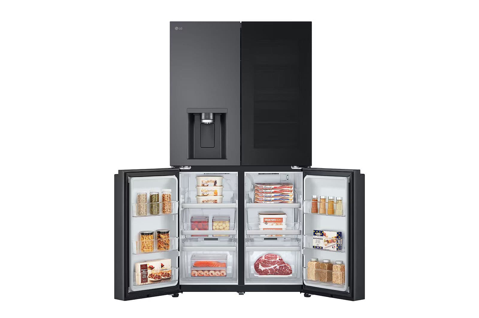 מקרר 4 דלתות מקפיא תחתון LG GR-730BINS בגימור נירוסטה מושחרת בנפח 638 ליטר | יבואן רשמי