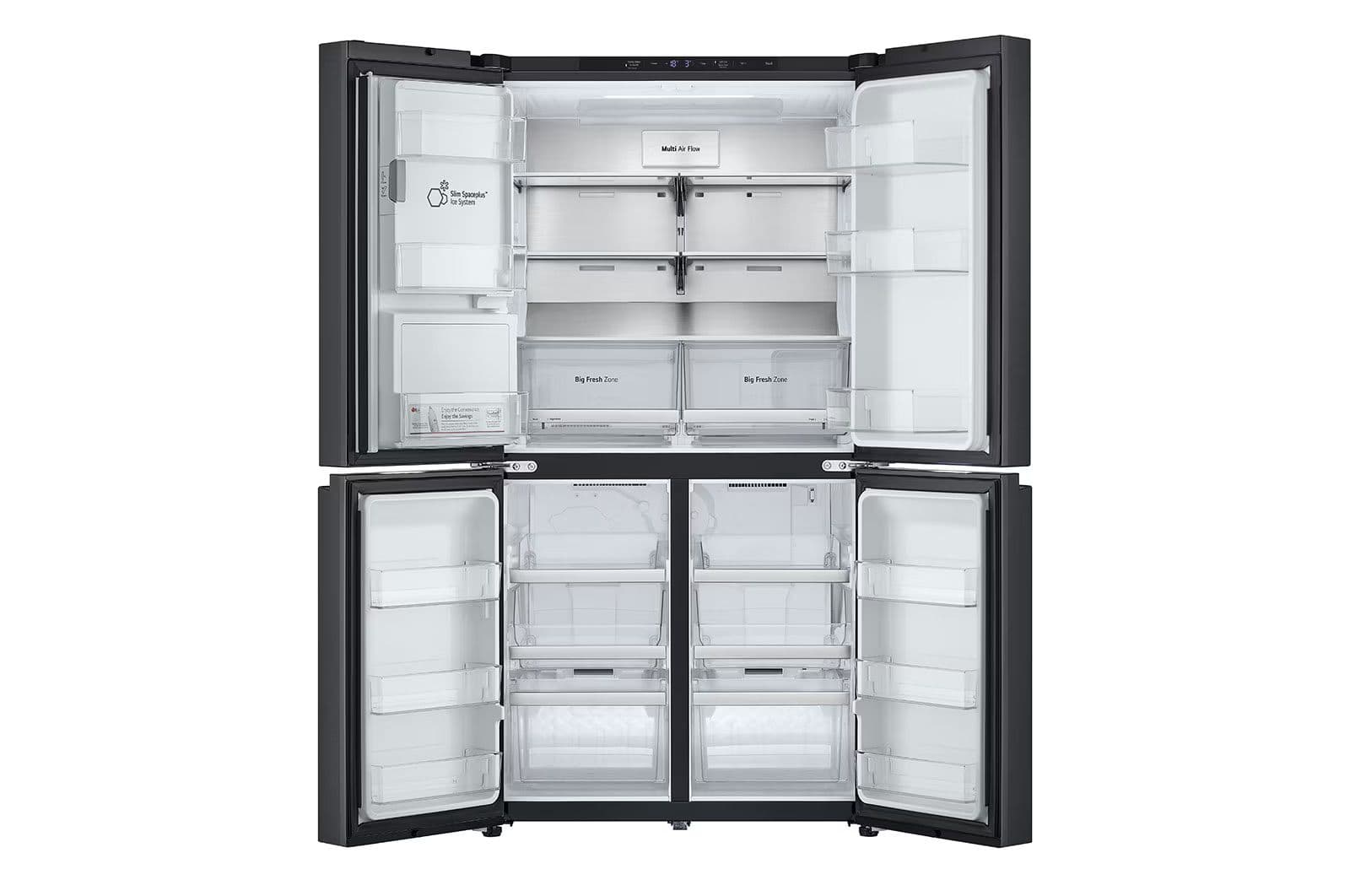 מקרר 4 דלתות מקפיא תחתון LG GR-730BDIS בגימור פלדה שחורה יוקרתי בנפח 638 ליטר | יבואן רשמי