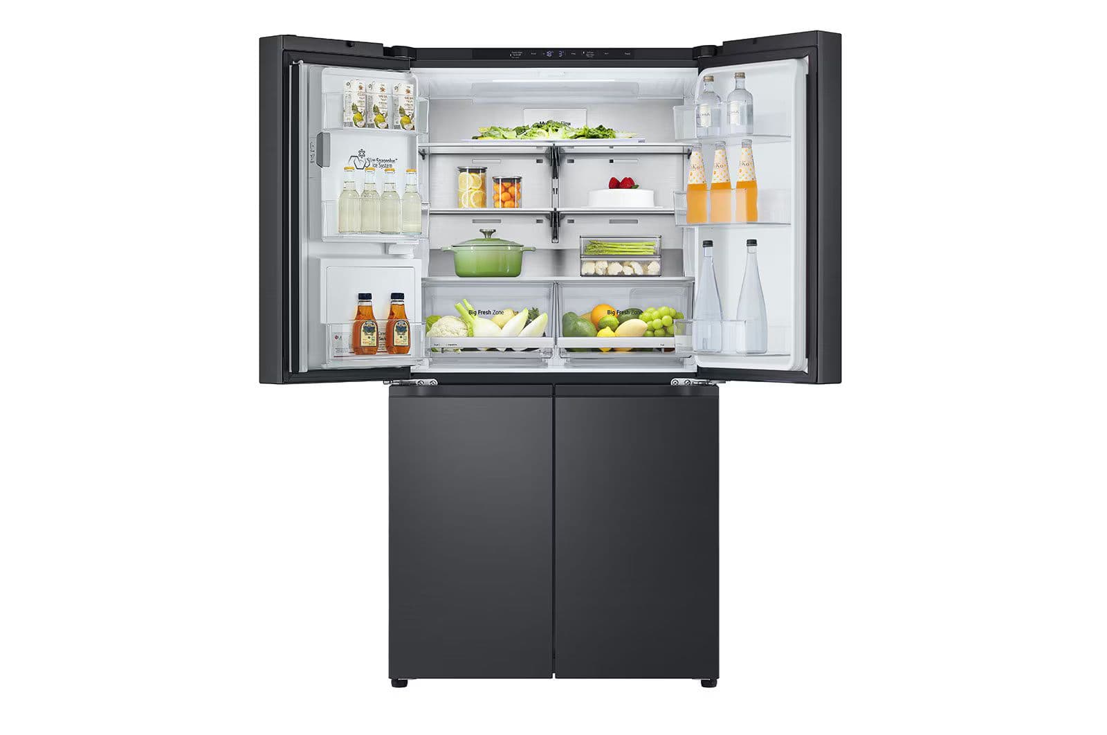 מקרר 4 דלתות מקפיא תחתון LG GR-730BDIS בגימור פלדה שחורה יוקרתי בנפח 638 ליטר | יבואן רשמי