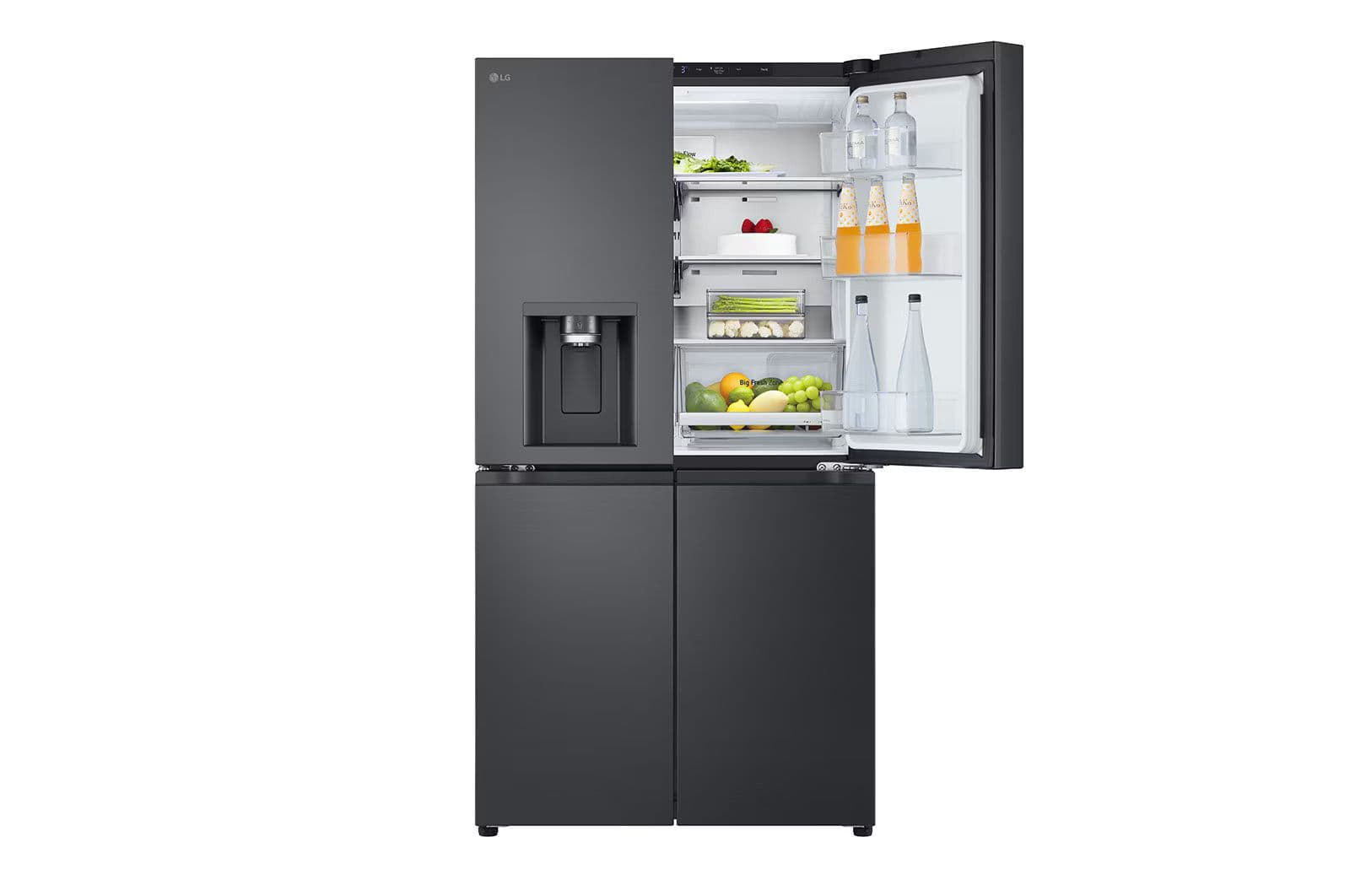 מקרר 4 דלתות מקפיא תחתון LG GR-730BDIS בגימור פלדה שחורה יוקרתי בנפח 638 ליטר | יבואן רשמי