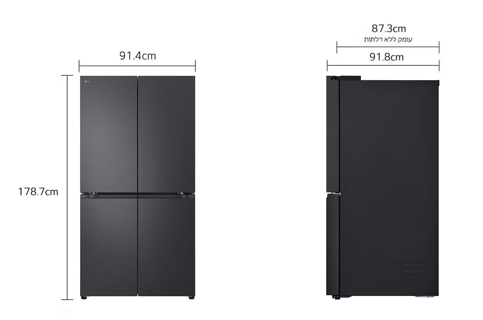 LG GR-929B: מקרר 4 דלתות 872 ליטר בגימור נירוסטה מושחרת יוקרתית | יבואן רשמי
