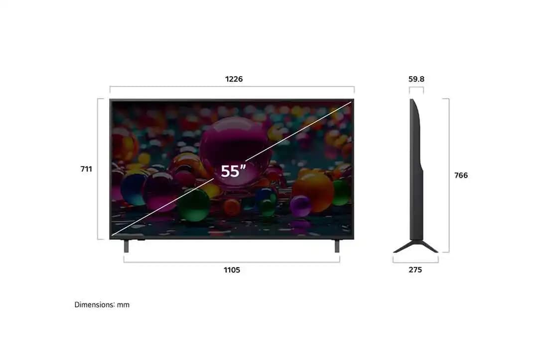LG 55UA80006LC – טלוויזיה חכמה 55 אינץ' 4K HDR10 webOS25 2025 | יבואן רשמי