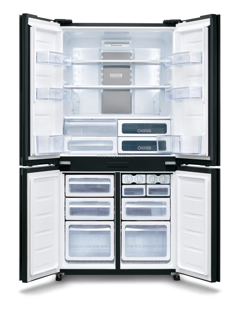 מקרר 4 דלתות Sharp SJ-9160SL – נפח 607 ליטר עם קירור היברידי ופיקוד שבת | יבואן רשמי