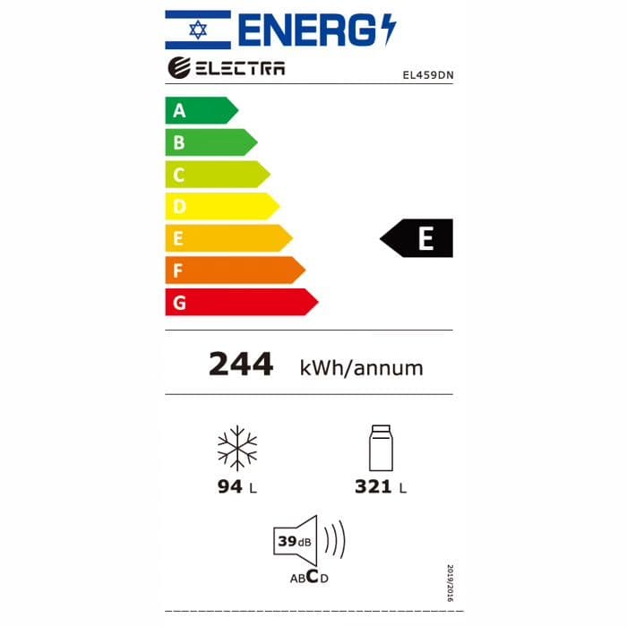 מקרר מקפיא עליון Electra EL459DN – ‏415 ליטר No Frost עם מצב שבת | יבואן רשמי