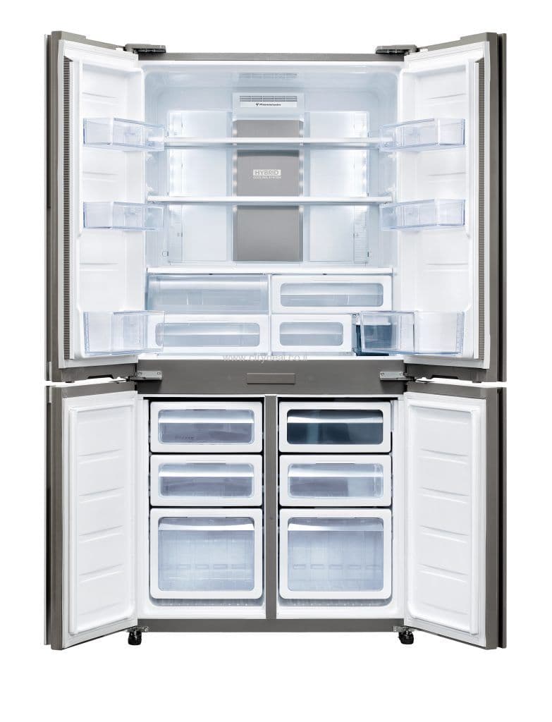 מקרר 4 דלתות מקפיא תחתון Sharp SJ-9170SL שארפ 607 ליטר אינוורטר נירוסטה עם פיקוד שבת - יבואן רשמי