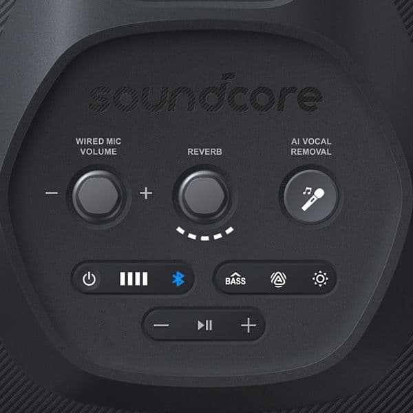 בידורית ניידת Anker Soundcore Rave 3S בהספק 200W עם סאב וופר, תאורת לד וזוג מיקרופונים אלחוטיים | יבואן רשמי-משלוח מהיר