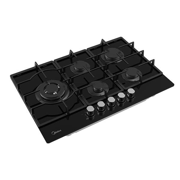 כיריים גז MIDEA 75GP095 – רוחב 75 ס״מ עם 5 להבות וזכוכית שחורה | יבואן רשמי-משלוח מהיר