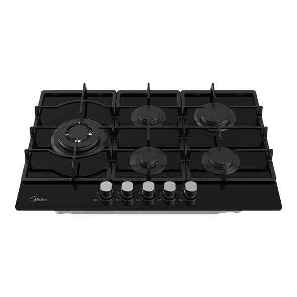 כיריים גז MIDEA 75GP095 – רוחב 75 ס״מ עם 5 להבות וזכוכית שחורה | יבואן רשמי-משלוח מהיר