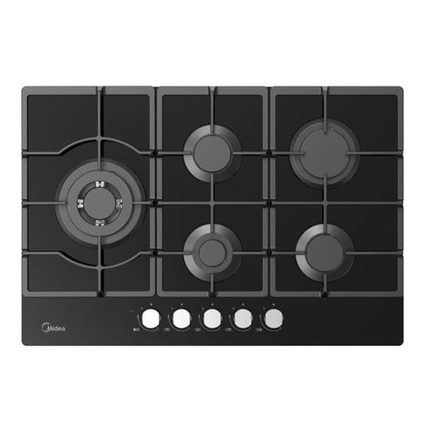 כיריים גז MIDEA 75GP095 – רוחב 75 ס״מ עם 5 להבות וזכוכית שחורה | יבואן רשמי-משלוח מהיר