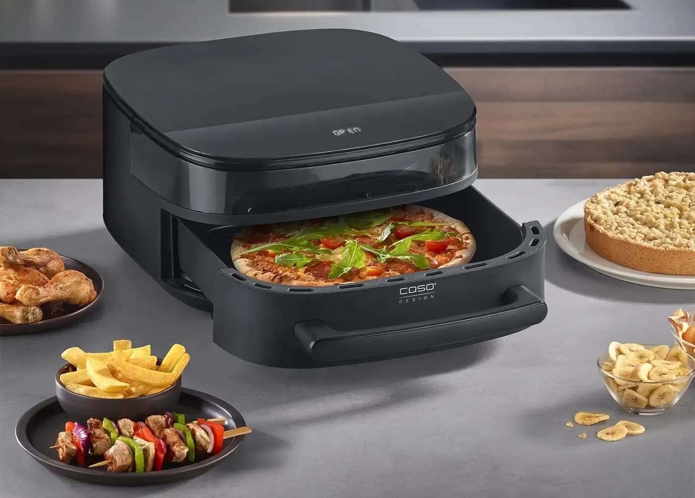סיר טיגון ובישול ללא שמן 6 ליטר CASO AirFry & PizzaChef כולל גריל והכנת פיצה יבואן רשמי | משלוח מהיר