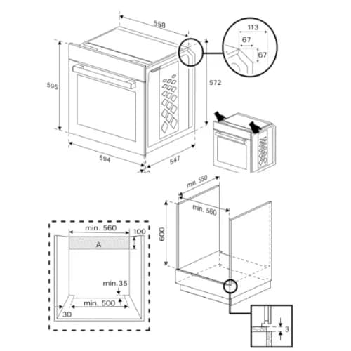 Beko BBIM13402X- תנור בנוי 72 ליטר 60 ס״מ שחור בקו | יבואן רשמי