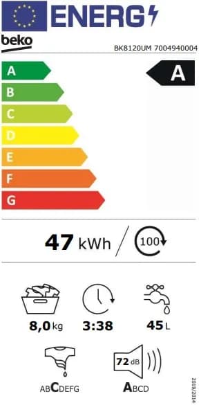 BEKO BK8120UM- מכונת כביסה פתח קדמי 8 ק"ג לבנה בקו | יבואן רשמי