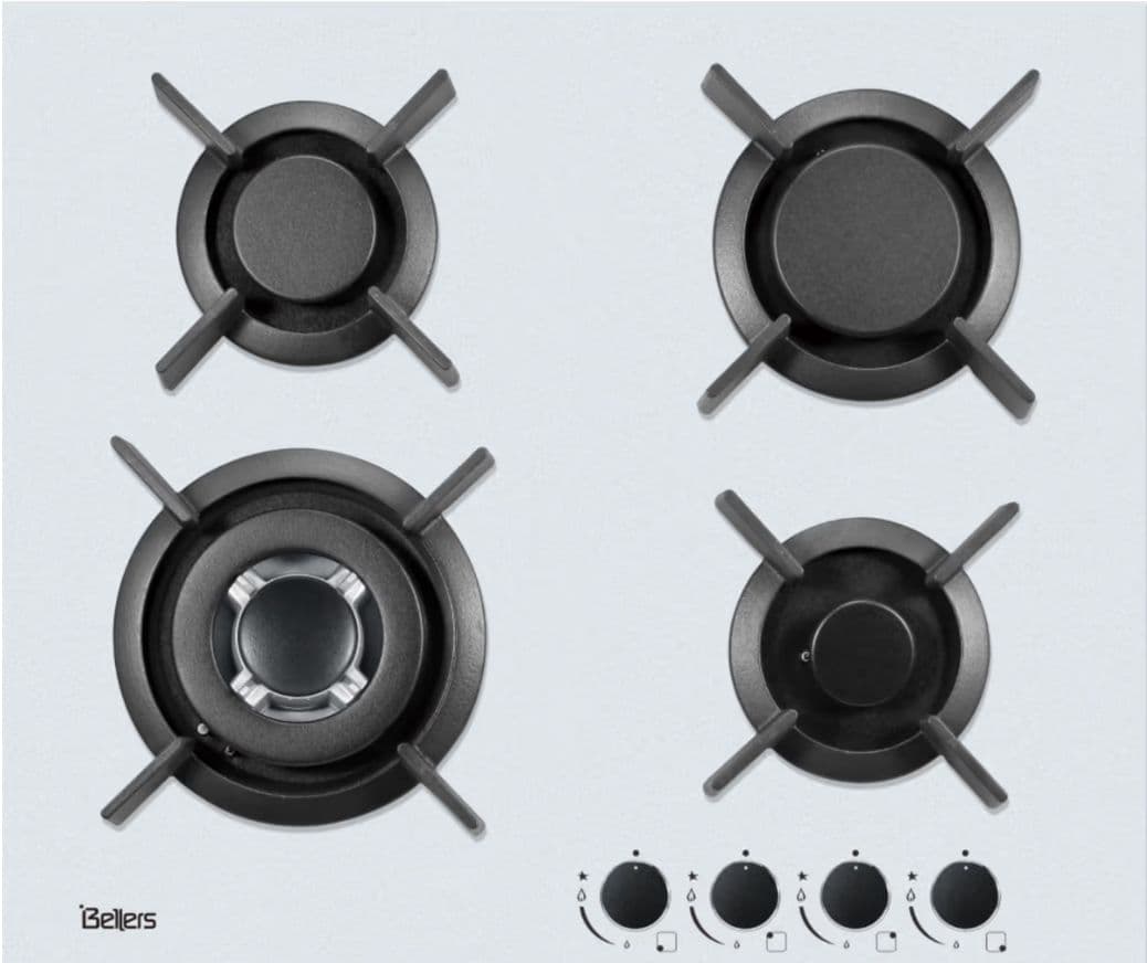 BELLERS BL60GWM כיריים גז בלרס - 4 מבערים וטורבו 3.4KW בצבע לבן | יבואן רשמי