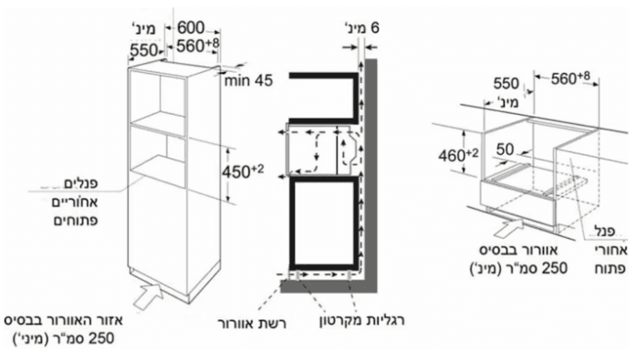 BELLERS BLM45BG – תנור בנוי משולב מיקרו 60 ס"מ שחור לניצול חכם של כל ס"מ במטבח | יבואן רשמי