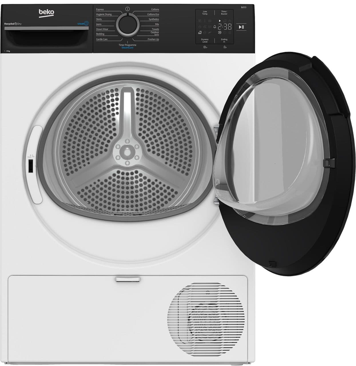 מייבש כביסה 8 ק"ג בקו Beko BM3T482W | ‏Heat-Pump קונדנסור וטיפול בקיטור - יבואן רשמי | משלוח מהיר
