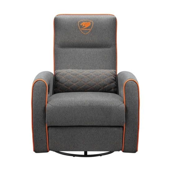 ספת גיימינג קוגר אפור-כתום COUGAR FIDOM Gray מסתובבת מבד נושם עם מנגנון נדנוד ושכיבה עד 150 ק"ג | יבואן רשמי
