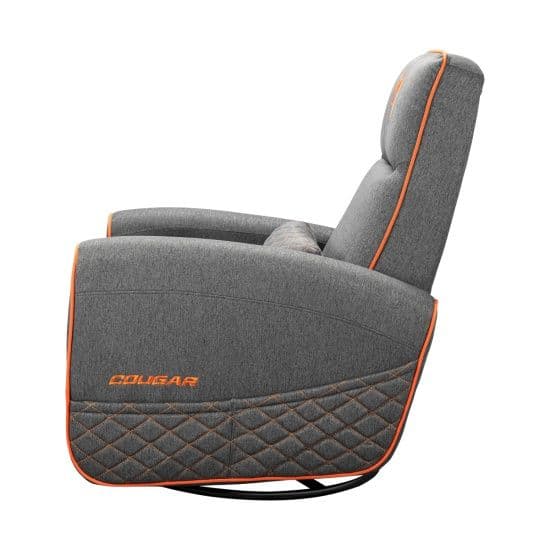 ספת גיימינג קוגר אפור-כתום COUGAR FIDOM Gray מסתובבת מבד נושם עם מנגנון נדנוד ושכיבה עד 150 ק"ג | יבואן רשמי