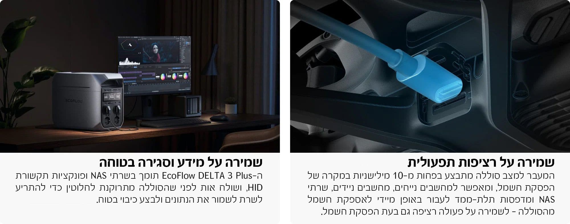 תחנת כוח ניידת EcoFlow Delta 3 Plus בהספק 1024Wh עם UPS לגיבוי חשמל מיידי | יבואן רשמי-משלוח מהיר
