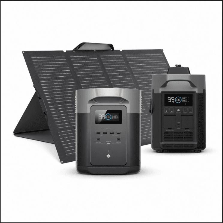 קיט גיבוי חשמל EcoFlow DELTA 2 Max + גנרטור היברידי + פאנל סולארי 220W – עצמאות אנרגטית מלאה | יבואן רשמי-משלוח מהיר
