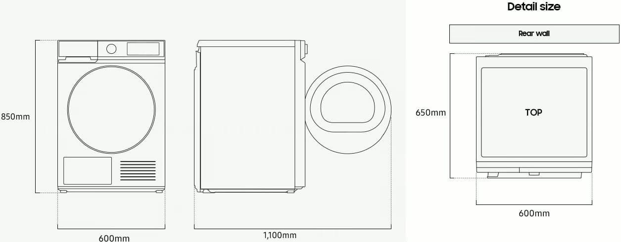 Samsung Bespoke DV90DB8845GB Heat Pump - מייבש כביסה קונדנסור חכם 9 ק"ג | יבואן רשמי