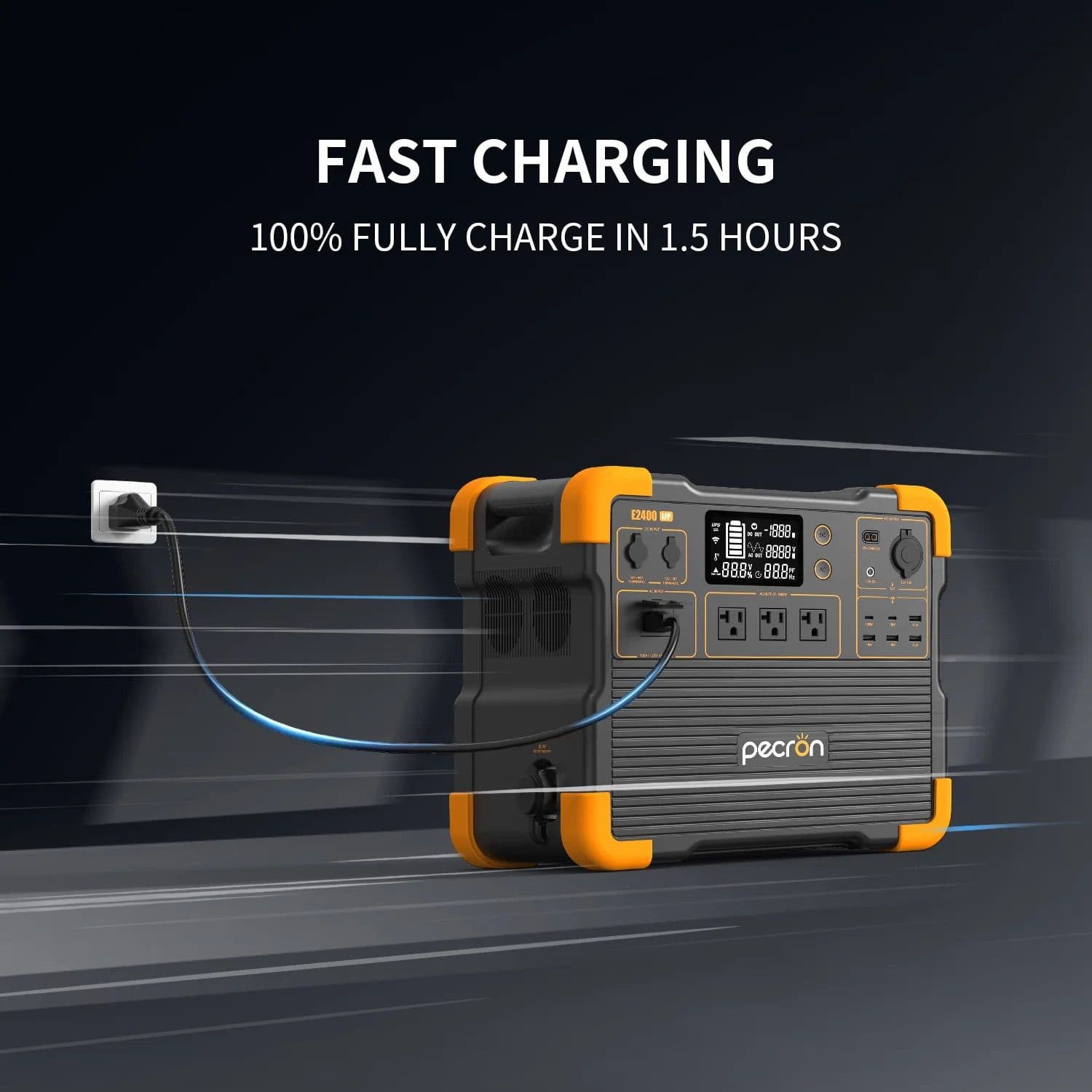 תחנת כוח ניידת PECRON E2400LFP בהספק 2400W וקיבולת 2048Wh