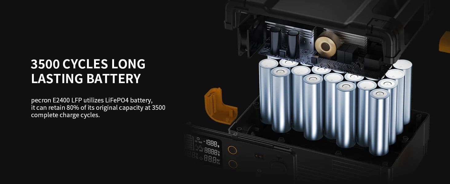 תחנת כוח ניידת PECRON E2400LFP בהספק 2400W וקיבולת 2048Wh