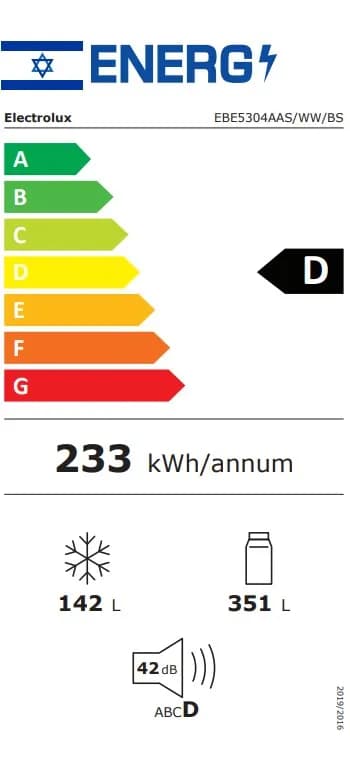 מקרר מקפיא תחתון 2 דלתות Electrolux EBE5304WW בנפח 493 ליטר לבן אלקטרולוקס אינוורטר יבואן רשמי