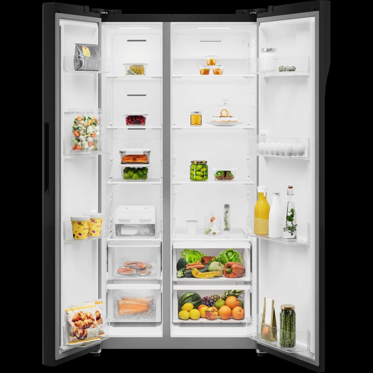 מקרר דלת ליד דלת SBS Electrolux ESE6205B-B אלקטרולוקס בנפח 624 ליטר זכוכית שחורה אינוורטר יבואן רשמי