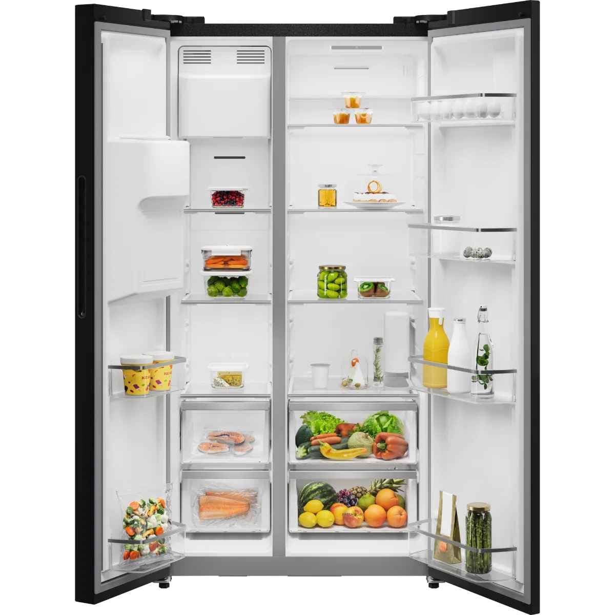מקרר דלת ליד דלת SBS Electrolux ESE6670A-B אלקטרולוקס בנפח 596 ליטר נירוסטה מושחרת יבואן רשמי